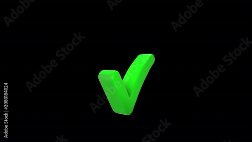 3D Green Check Mark Icon Animation
