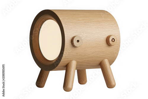 Wooden log animal toy with legs and circular face