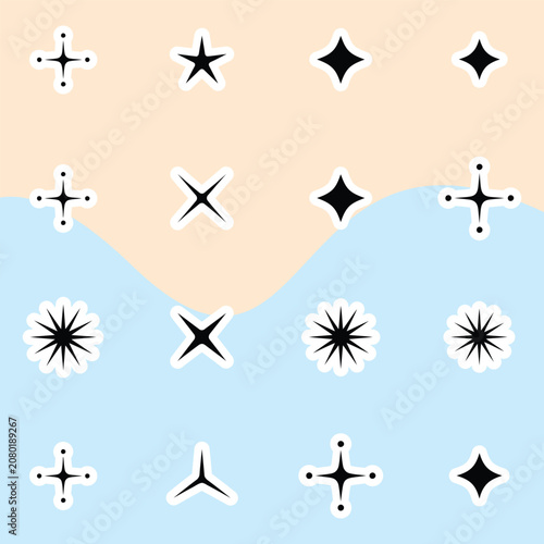 Sparkle Star Icons Set Vector Black Sparkles and Twinkle Shapes