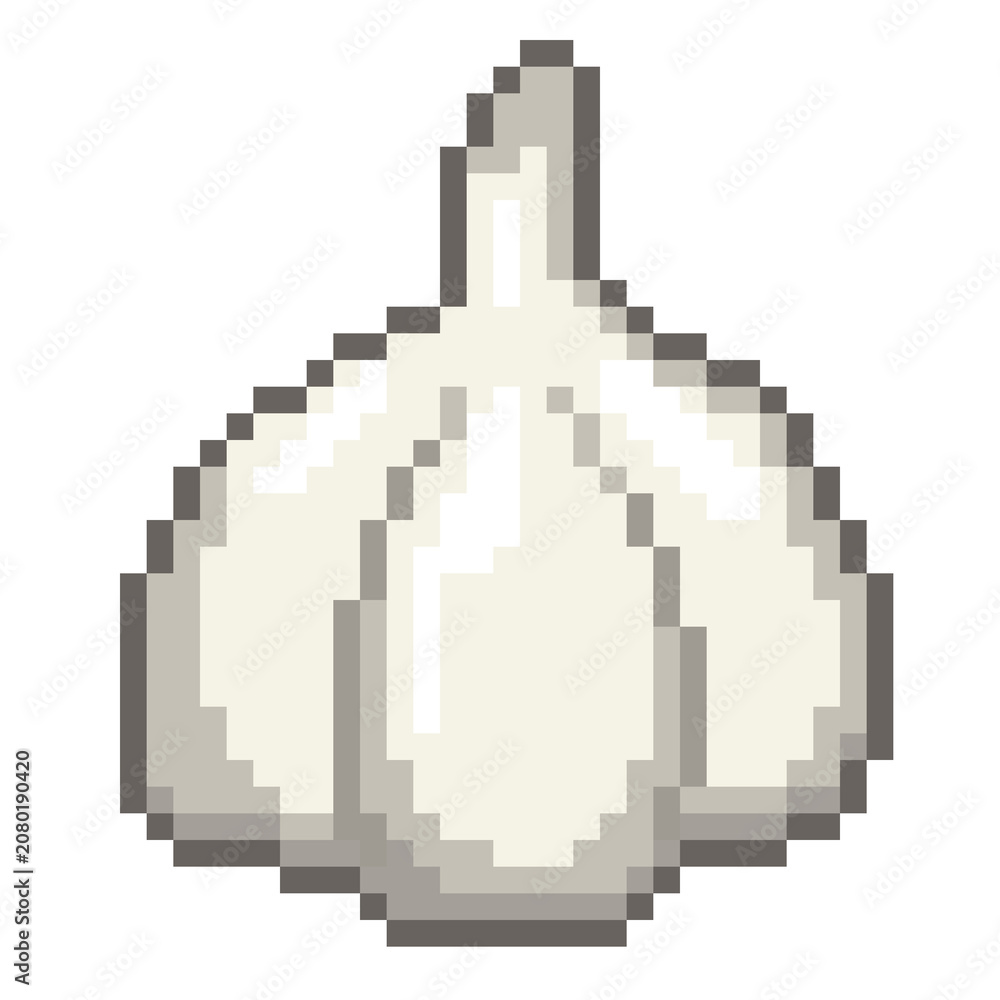 Fototapeta premium Pixel art garlic bulb illustration isolated without background
