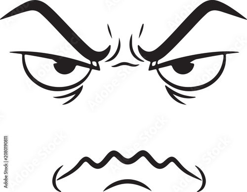 Foto A bold illustration of an angry expression showcasing furrowed brows and narrowe