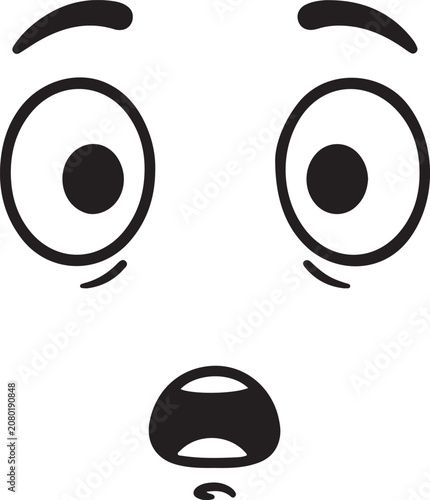 Tableau sur toile A surprised facial expression with wide eyes and an open mouth showing shock or