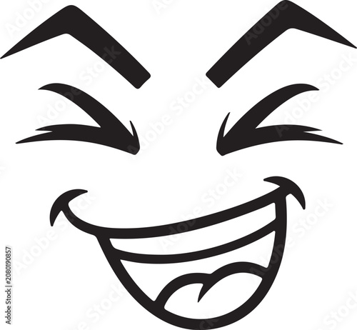 Fotografie A joyful cartoon face with a big smile and raised eyebrows expressing happiness