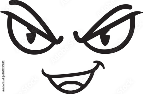 Foto Cartoon character face with mischievous eyes and a sly smile showing playful exp