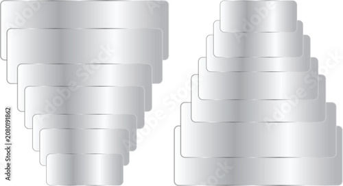 Bild auf Leinwand Set of metallic silver rectangular banners with rounded corners, arranged in a d
