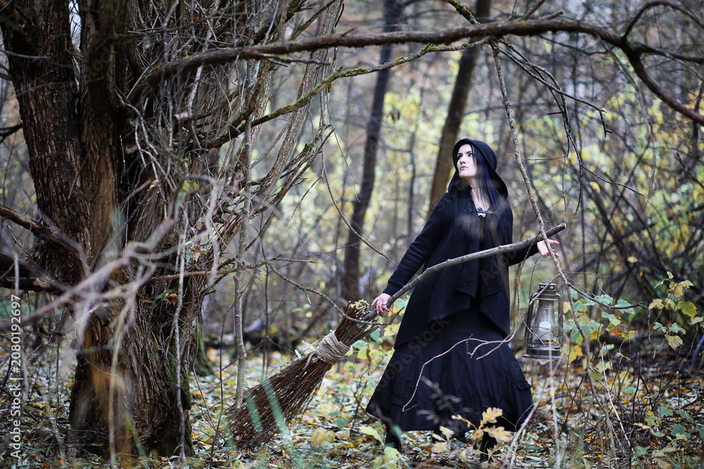 Obraz premium A woman in a witch suit in a forest