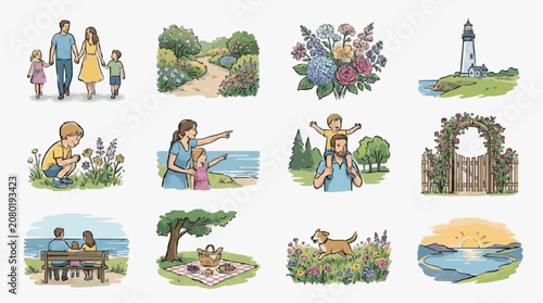 Obraz na płótnie Collection of diverse religious and spiritual symbols illustrations