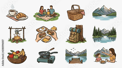 Foto Collection of vintage pirate ship illustrations and symbols.