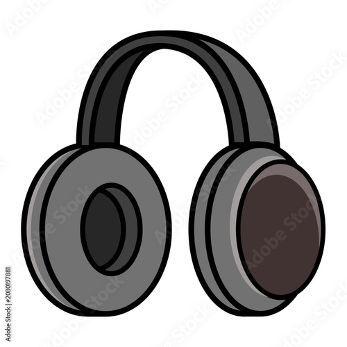 Vector illustration of over ear headphones featuring a minimalist design with cushioned ear cups and an adjustable headband.