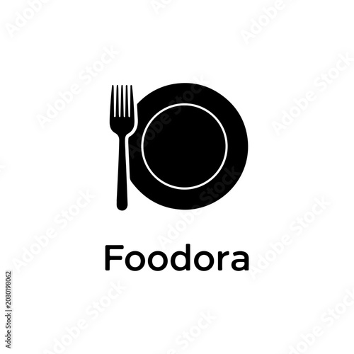 Modern Restaurant Logo With Fork And Plate Icon For Food Business Branding Vector illustration