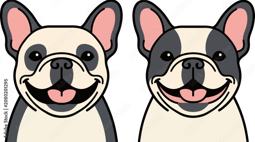 Obraz premium Two Adorable French Bulldogs with Happy Expressions.