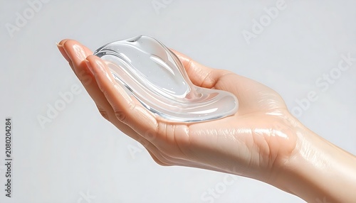 Close up of hands pouring hand sanitizer into palm.