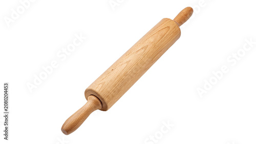 Tableau sur toile Classic wooden rolling pin baking kitchenware utensil tool item isolated on tran