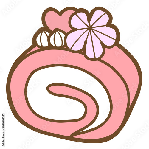 Cute strawberry swiss roll Dessert clipart png