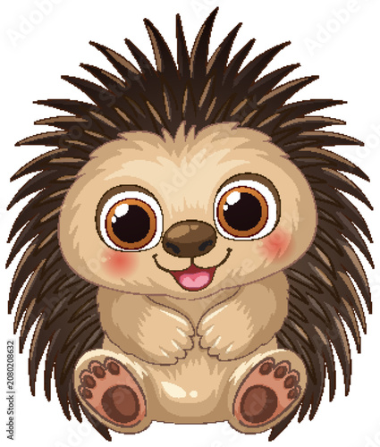 Cute Cartoon Baby Hedgehog Vector Illustration on White Background