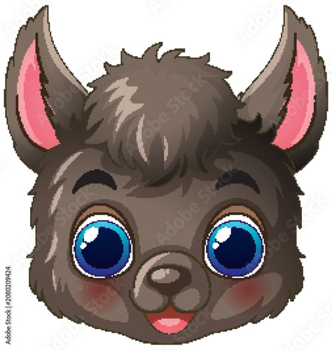 Adorable Brown Baby Llama Head Vector Graphic with Big Blue Eyes