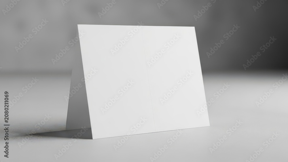 Naklejka premium Standing white card on table, blank and empty
