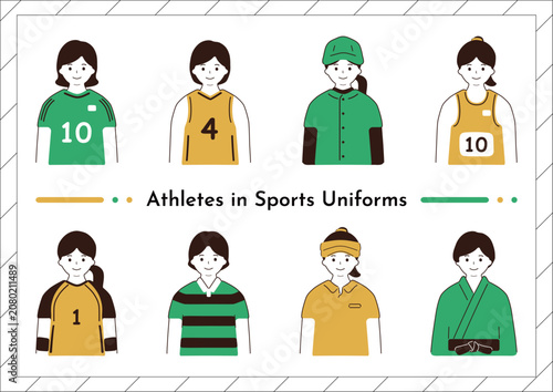Tableau sur toile スポーツユニフォームの女子選手セット