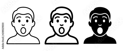 Slika na platnu Surprised Man Icons, Shocked Expression Faces, Astonished People Vector Set, Emo