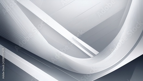 Abstract Geometric White Technology Minimal Lines Futuristic Background Minimalist Abstract Background With Overlapping Grey And White Geometric Shapes Forming A Clean