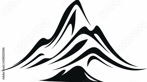 Abstract Black Silhouette of Majestic Mountain Peaks Symbolizing Natural Grandeur and Elevation in a Striking Minimalist Design for Outdoor Adventures
