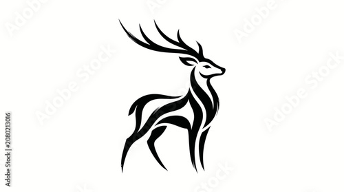 Abstract deer silhouette with intricate line art, embodying wild elegance and a powerful animal presence for various design projects