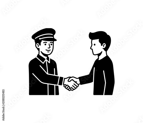 Professional driver shaking hands with a client icon for business partnership and service deal