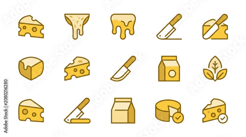 Photos Collection of cheese icons and related food items.