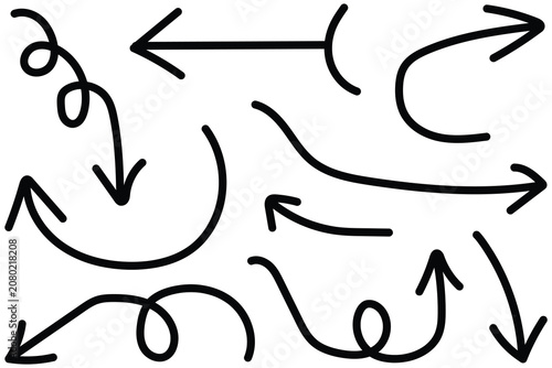 Hand drawn vector arrow graphics collection directional indicators sketchy arrows design elements