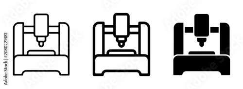 CNC Machine Icons, Industrial Automation Equipment, Precision Engineering Tools, Manufacturing Technology Symbols