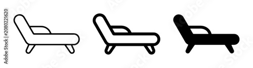 Obraz na płótnie Chaise Lounge Icon Set: Outline, Filled Outline, and Solid Silhouette Vector Gra
