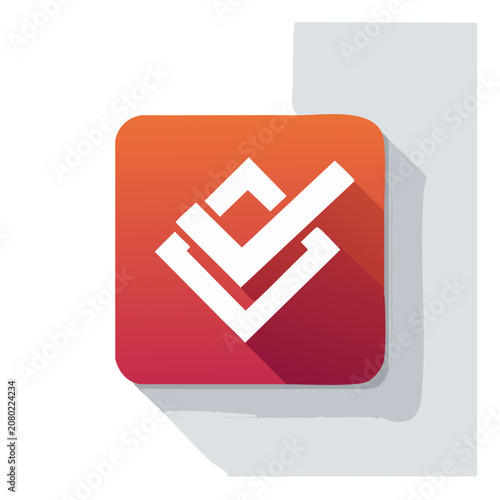 Red and orange checkmark icon in flat design