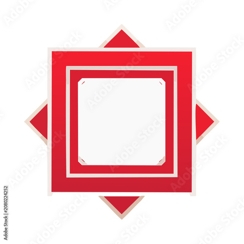 Red Square Frame Border with Geometric Decoration