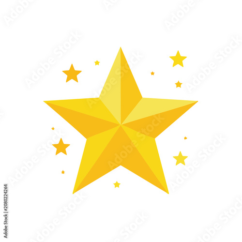 Yellow star with small stars vector illustration