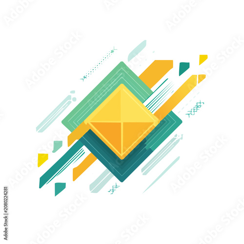Abstract geometric pyramid with dynamic layers and lines