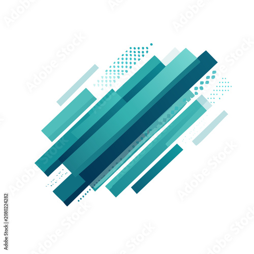 Abstract geometric vector design with teal and blue shapes