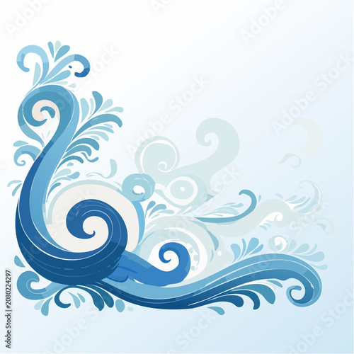 Abstract blue wave and swirl vector illustration
