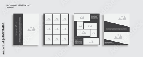 Minimal photography Instagram post template set with clean grid layouts, modern frames, and editable placeholders. Perfect for social media branding, portfolio showcases, creative agencies, and market