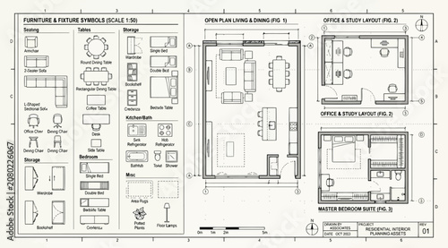 Photos Furniture and fixture symbols for architectural floor plans