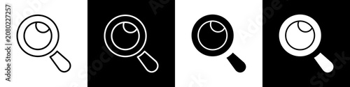 Photos Search black and white icon design concept