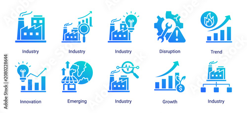 Obraz na plátně Investment Analysis icon set featuring profitability analysis,market evaluation,business lifecycle assessment,and strategic investment decision making