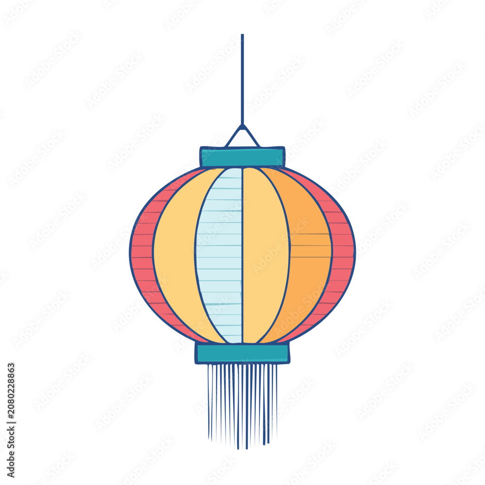 Fototapeta premium Colorful Hanging Paper Lantern Illustration