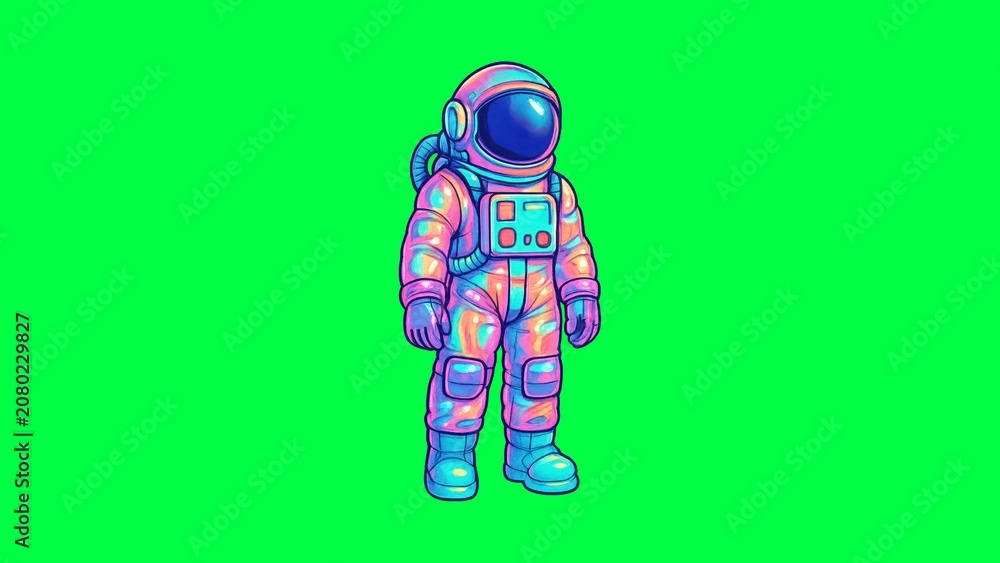 Fototapeta premium Colorful astronaut on green background