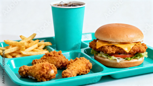 Photography food advertising shot of crispy fried chicken meal