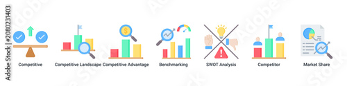 Fotografía Competitive Edge web banner icon vector illustration with icons of Competitive,