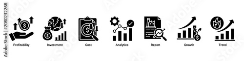 Foto Investment Insight web banner icon vector illustration with icons of Profitabili