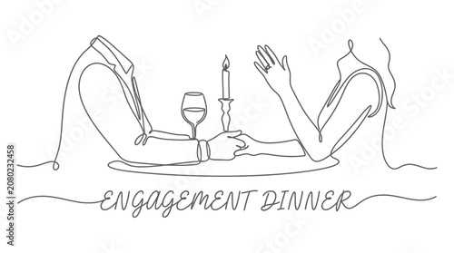 Foto Romantic Engagement Dinner: Couple holding hands, candlelit table, proposal, cel