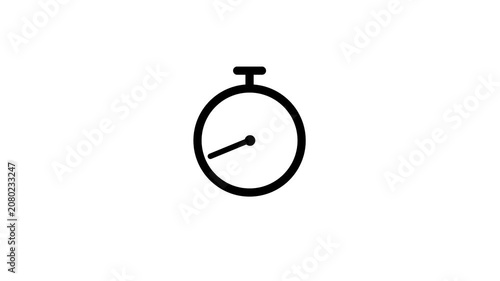 Stopwatch timer icon animation with ticking clock motion. Minimal stopwatch time indicator for countdown and timing control. Clean timer and clock animation for media and interface use.