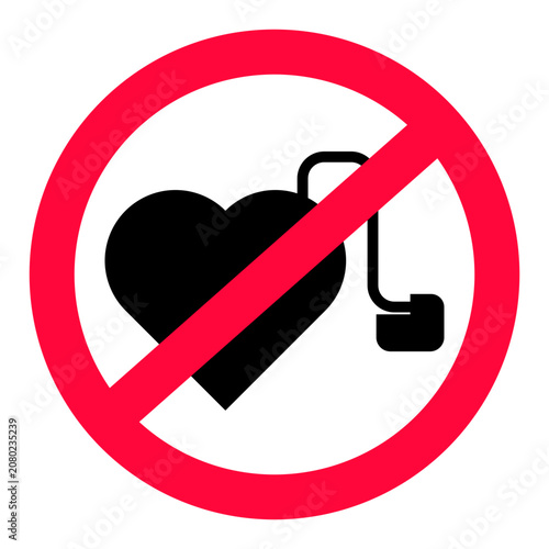 No pacemaker allowed sign