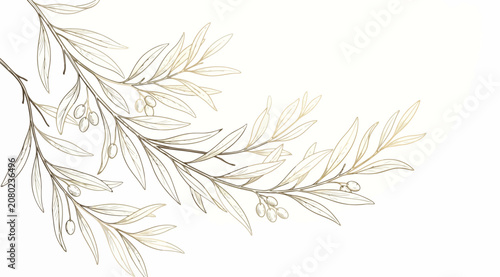 Canvastavla Elegant golden olive branch illustration